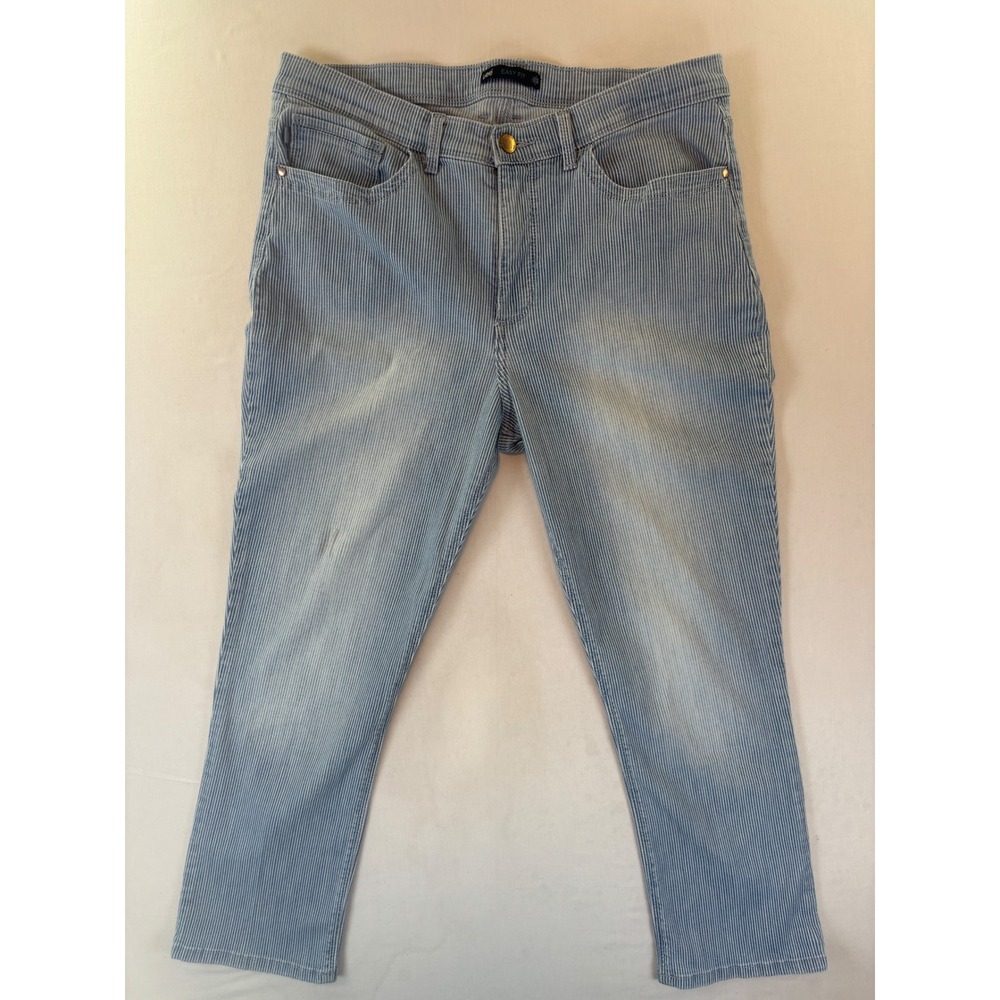 Lee Easy Fit Striped Pants Blue White Casual Stretch Trousers 3379088 Medium